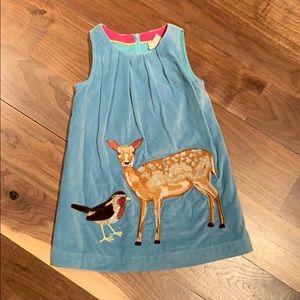 MINI BODEN velvet deer appliqué pinnie